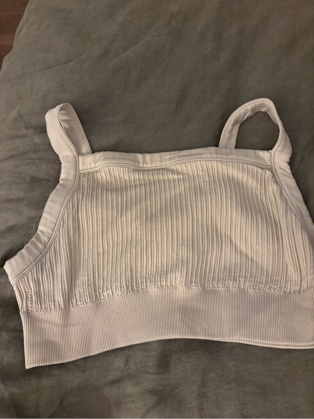 Ribbed light grey size large longline sports bras AERIE
